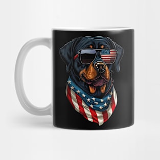 Rottweiler 4th of July American Flag Glasses Stay cool Men Mug